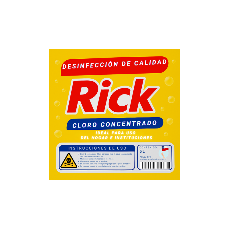 Cloro liquído 5 litros Rick